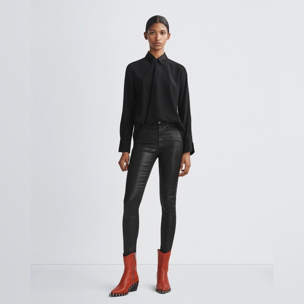 Rag & bone nina high-rise skinny black coated jeans size 31 - Picture 3 of 10